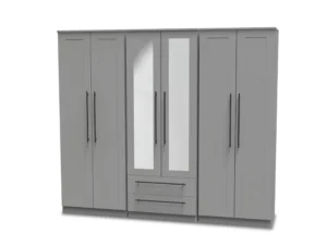 Welcome Beverley 6 Door 2 Drawer Tall Mirrored Wardrobe (Assembled)