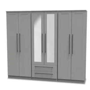 Welcome Beverley 6 Door 2 Drawer Tall Mirrored Wardrobe (Assembled)