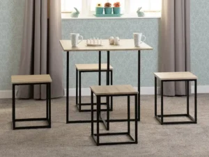 Seconique Kent Stowaway Sonoma Oak and Black Dining Table and 4 Stools