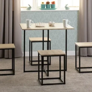 Seconique Kent Stowaway Sonoma Oak and Black Dining Table and 4 Stools