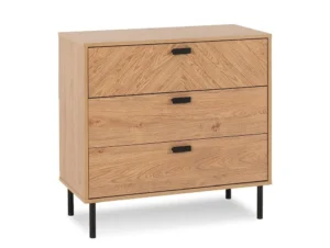 Seconique Leon Oak 3 Drawer Chest of Drawers