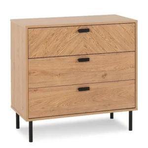 Seconique Leon Oak 3 Drawer Chest of Drawers
