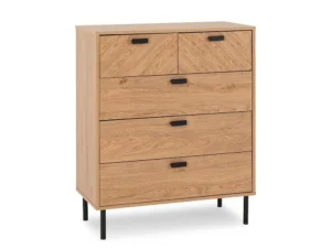 Seconique Leon Oak 3+2 Drawer Chest of Drawers