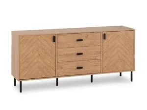 Seconique Leon Oak 2 Door 3 Drawer Sideboard