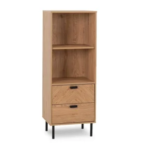 Seconique Leon Oak 2 Drawer Bookcase