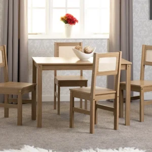 Seconique Santana Rattan and Light Oak Dining Table and 4 Chairs