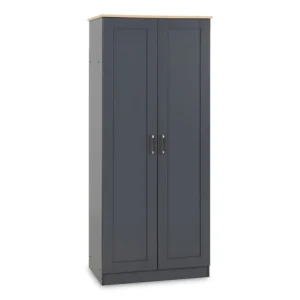 Seconique Portland Grey and Oak 2 Door Double Wardrobe
