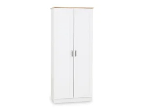 Seconique Portland White and Oak 2 Door Double Wardrobe