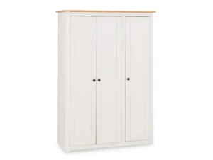 Seconique Panama White and Waxed Pine 3 Door Wardrobe