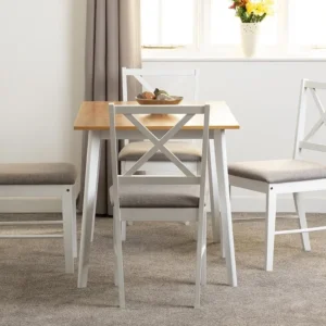 Seconique Balfour White and Oak Dining Table and 4 Chair Set