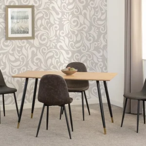 Seconique Hamilton 140cm Dining Table with 4 Athens Brown Faux Leather Chairs