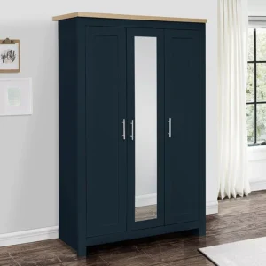 Birlea Highgate Navy and Oak 3 Door Mirrored Wardrobe
