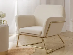 LPD Charles Cream Velvet Fabric Armchair