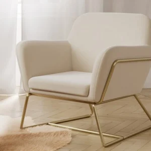 LPD Charles Cream Velvet Fabric Armchair