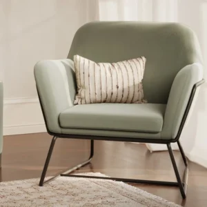 LPD Charles Sage Green Velvet Fabric Armchair