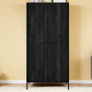 LPD Hoxton Black Wood Effect 2 Door Wardrobe