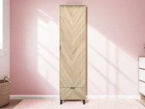 LPD Stockholm Chevron Light Oak 1 Door 1 Drawer Single Wardrobe