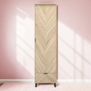 LPD Stockholm Chevron Light Oak 1 Door 1 Drawer Single Wardrobe