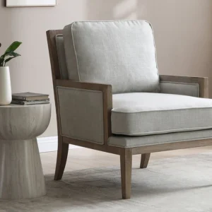 Kyoto Beatrice Grey Linen Fabric Accent Chair