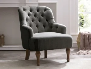 Kyoto Bianca Charcoal Linen Accent Chair