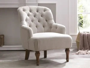 Kyoto Bianca Cream Linen Accent Chair