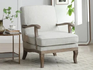 Kyoto Colwell Cream Linen Accent Chair