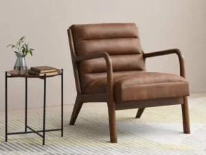 Kyoto Inca Brown Faux Leather Accent Chair