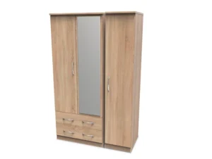 Welcome Avon 3 Door 2 Drawer Mirrored Triple Wardrobe (Assembled)