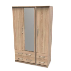 Welcome Avon 3 Door 4 Drawer Mirrored Triple Wardrobe (Assembled)