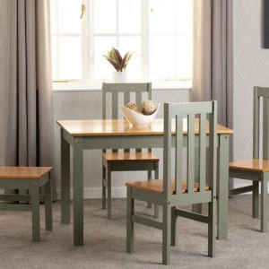 Seconique Ludlow Green and Oak Dining Table and 4 Chair Set