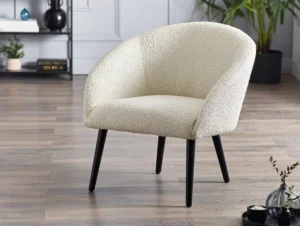 Julian Bowen Amari White Boucle Fabric Accent Chair