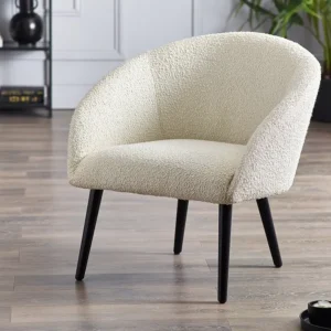 Julian Bowen Amari White Boucle Fabric Accent Chair