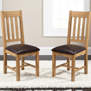 Julian Bowen Astoria Set of 2 Waxed Oak Dining Chairs