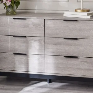 Julian Bowen Bali Grey Oak 6 Drawer Wide Chest of Drawers