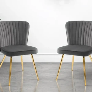Julian Bowen Cannes Set of 2 Grey Velvet Dining Chairs