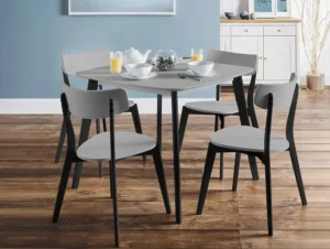 Julian Bowen Casa 90cm Grey and Black Dining Table and 4 Chair Set