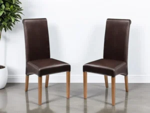 Julian Bowen Cuba Set of 2 Brown Faux Leather Dining Chairs