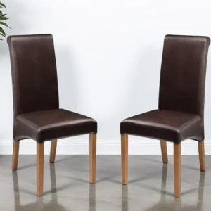 Julian Bowen Cuba Set of 2 Brown Faux Leather Dining Chairs