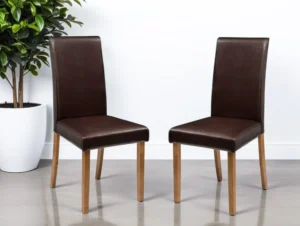 Julian Bowen Hudson Set of 2 Brown Faux Leather Dining Chairs