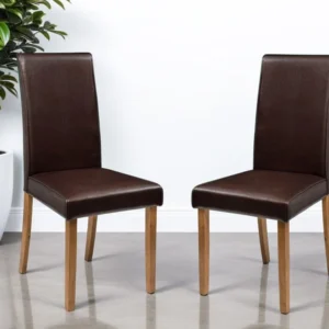 Julian Bowen Hudson Set of 2 Brown Faux Leather Dining Chairs