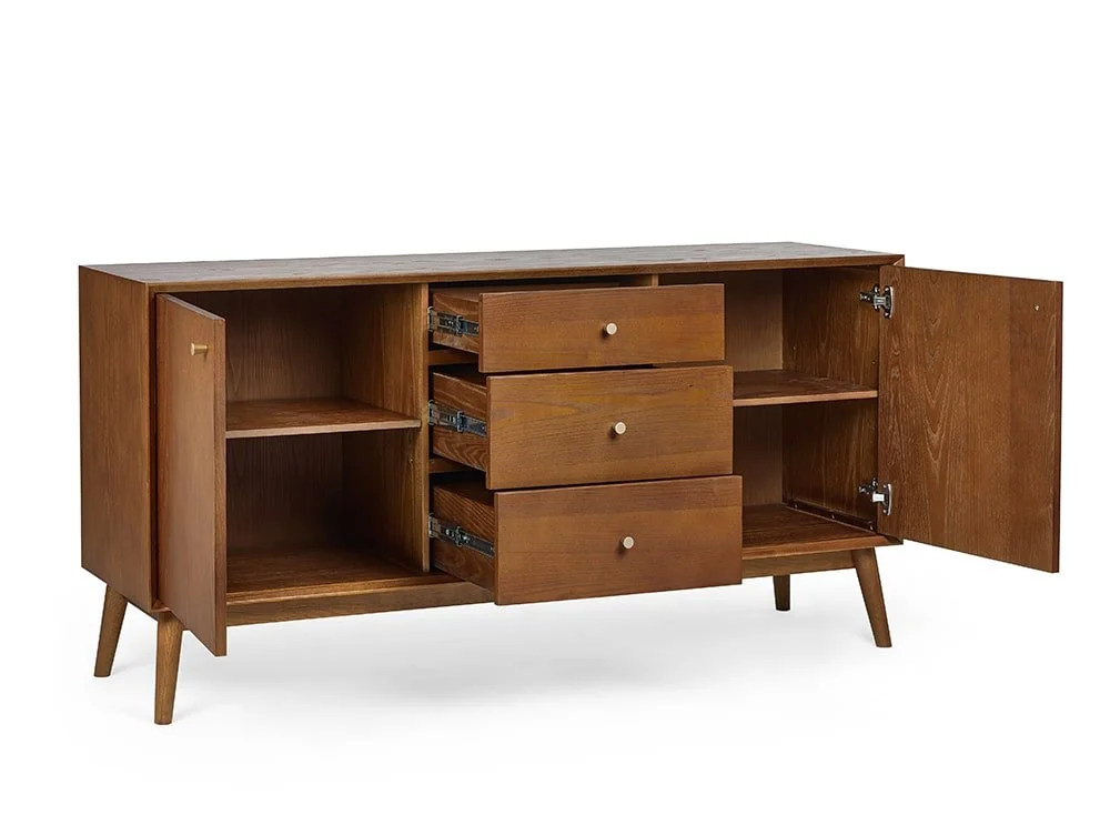 Julian Bowen Lowry Cherry Ash 2 Door 3 Drawer Sideboard - Image 2