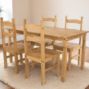 Core Corona Pine Rectangular Dining Table and 4 Chair Set