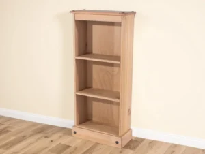 Core Corona Waxed Pine Low Narrow Wooden Bookcase