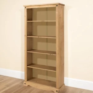 Core Corona Waxed Pine Tall Wooden Bookcase