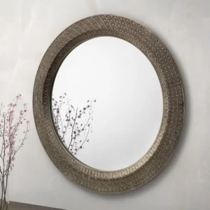 Julian Bowen Cadence Pewter Effect Round Wall Mirror