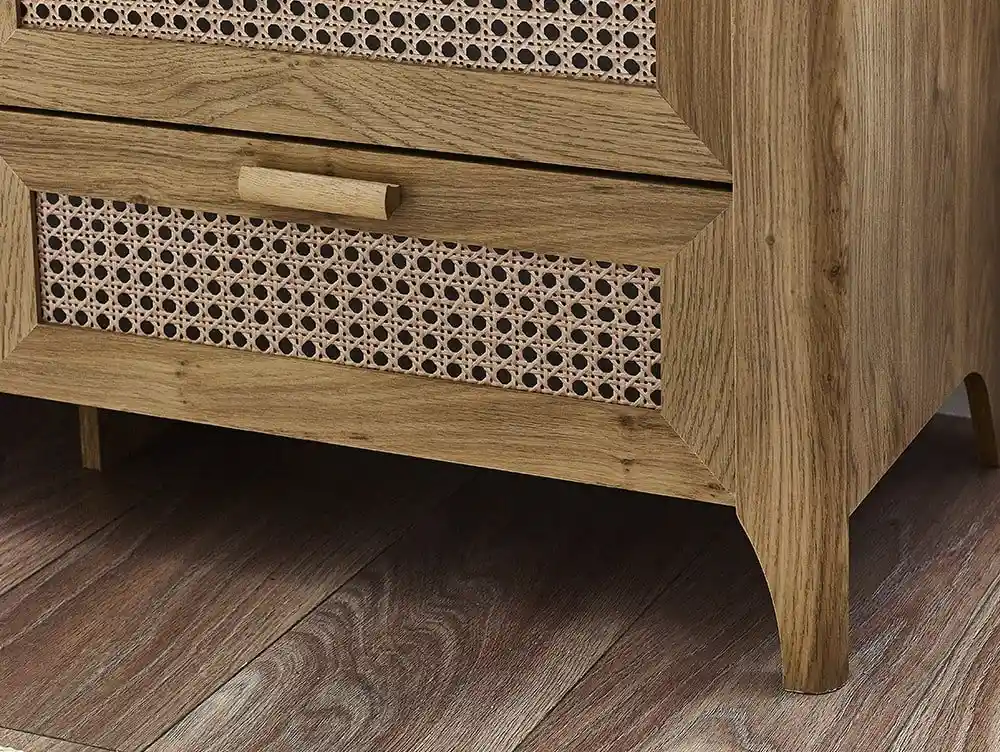 Julian Bowen Sydney Oak and Rattan Effect 3+3 Drawer Chest of Drawers - Image 4