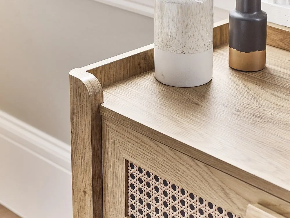 Julian Bowen Sydney Oak and Rattan Effect 5 Drawer Chest of Drawers - Image 4
