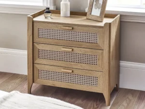 Julian Bowen Sydney Oak and Rattan Effect 3 Drawer Chest of Drawers