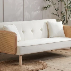 Birlea Mila Rattan and White Fabric Sofa Bed