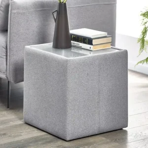 Julian Bowen Rohe Platinum Fabric Lamp Table